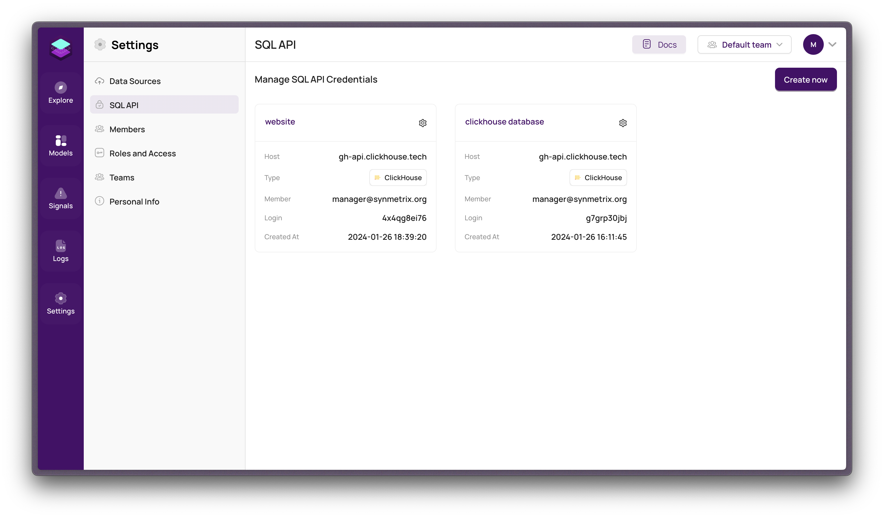 SQL API Page